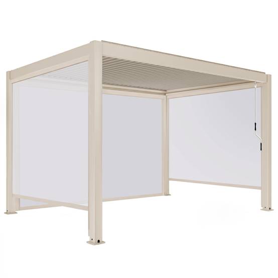 Oviala - Pergola bioclimatique autoportée 3x4m et 3 stores bois crème Athenes - Oviala - Image 2