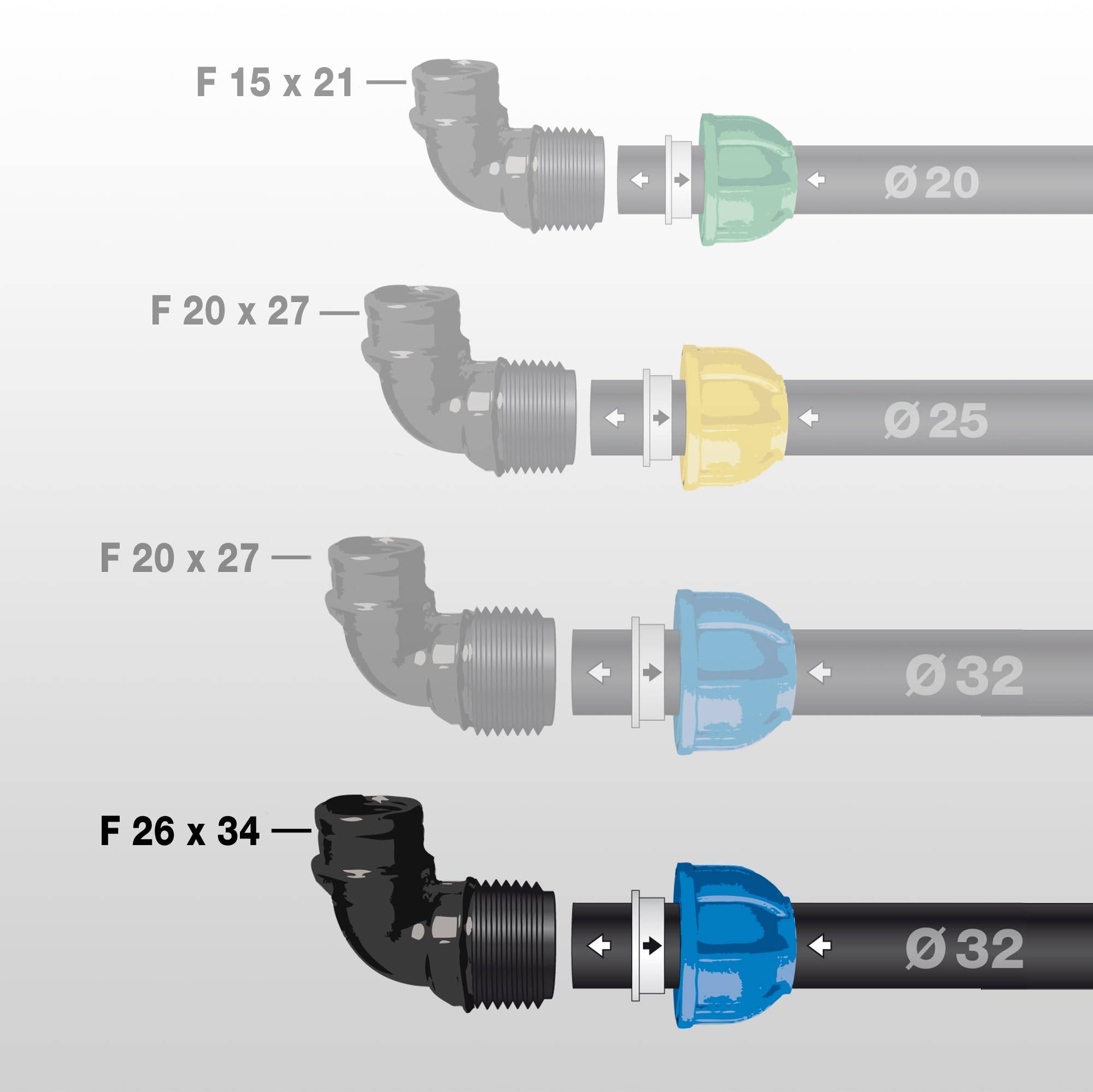 Jardibric - Jardibric – Coude Taraudé Compression PN10 Ø32 F 26x34 – Raccord Irrigation Enterrée - Image 2