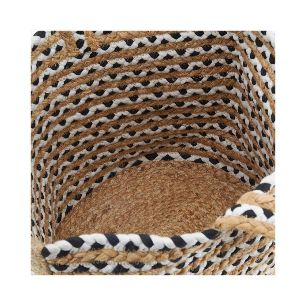 Aubry Gaspard - Sac en jute noir et blanc Indi avec pompon - Imagen 4