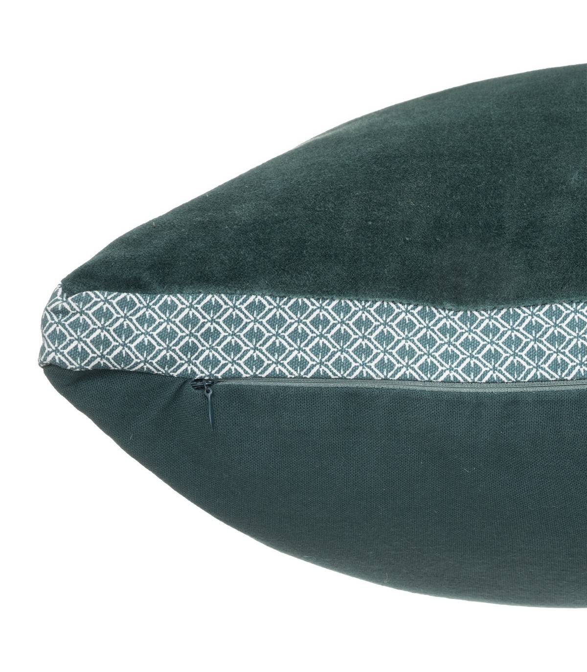 Coussin décoratif en velours Bleu Canard et motif Otto 55 x 55 cm - Imagen 2