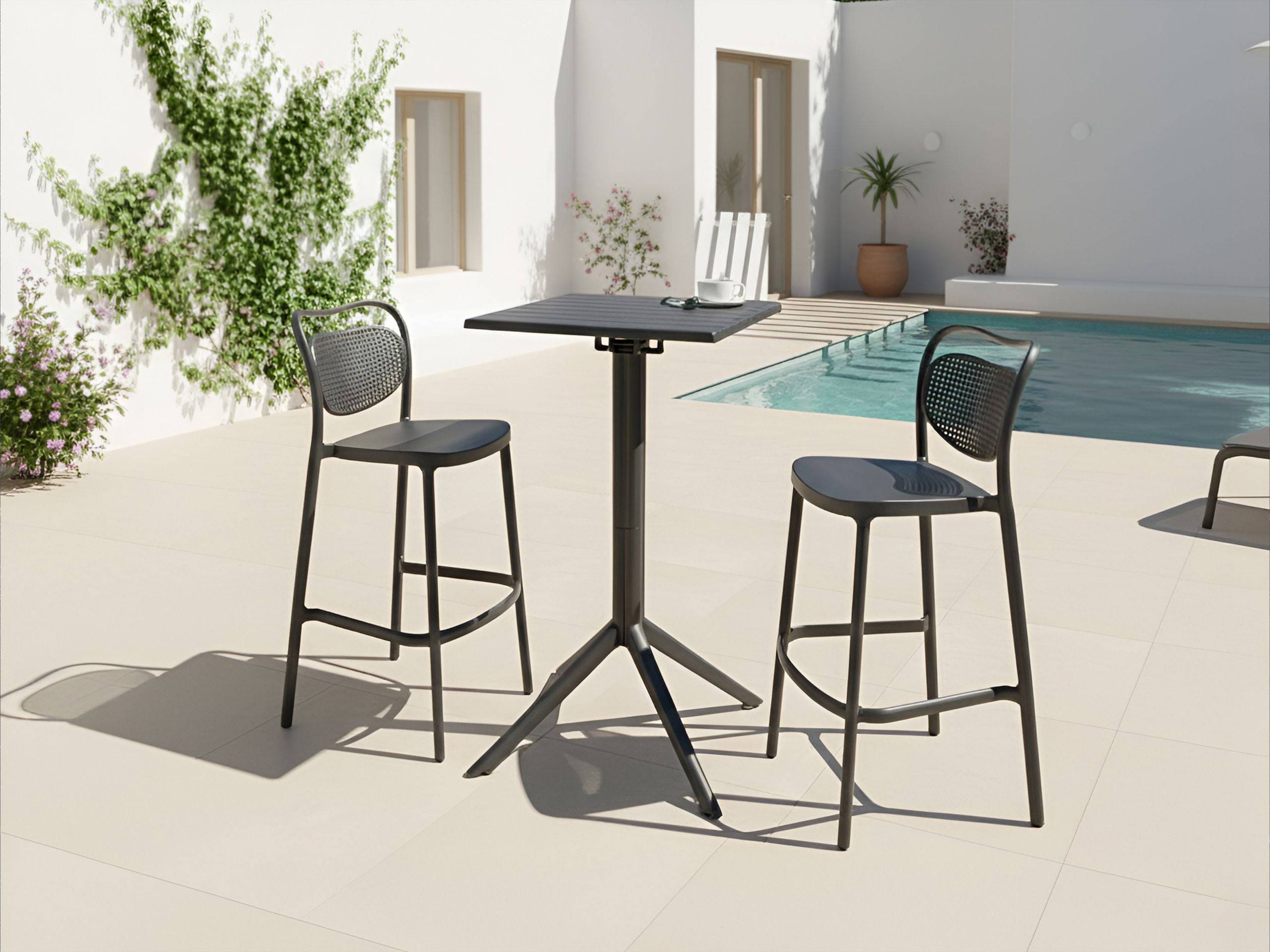 Beliani - Table de bar, 2 Personnes Matière synthétique Noir LEMNOS - 60x60x111- Beliani - Image 1