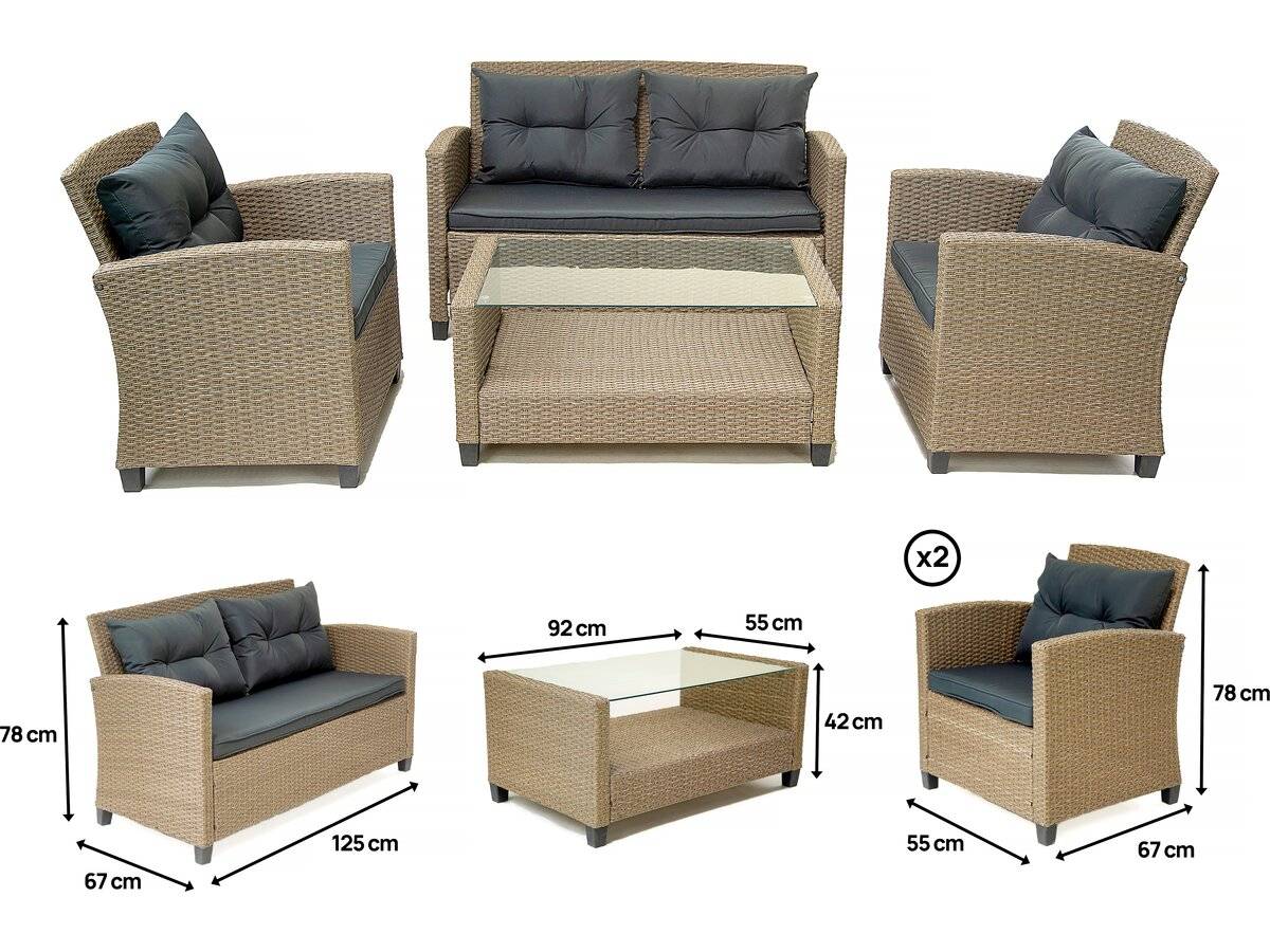 Habitat Et Jardin - Salon De Jardin Bas 4 Places En Résine "joe" - Beige/gris -habitat Et Jardin - Imagen 3