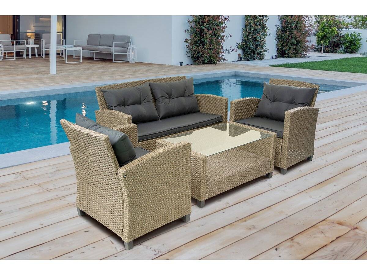 Habitat Et Jardin - Salon De Jardin Bas 4 Places En Résine "joe" - Beige/gris -habitat Et Jardin - Imagen 2