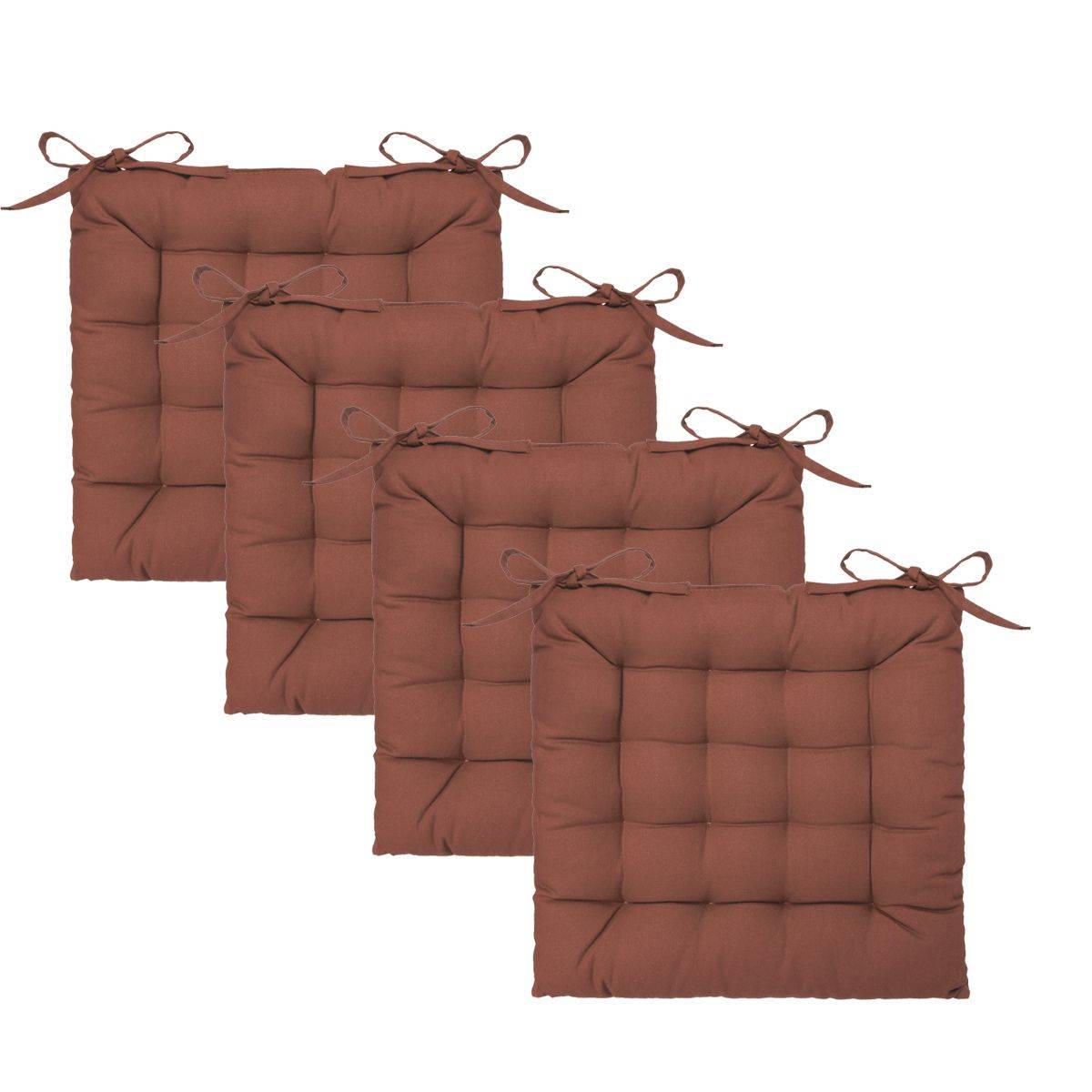 Lot de 4 Galettes de chaise en Coton Terracotta 38 x 38 cm - Imagen 1