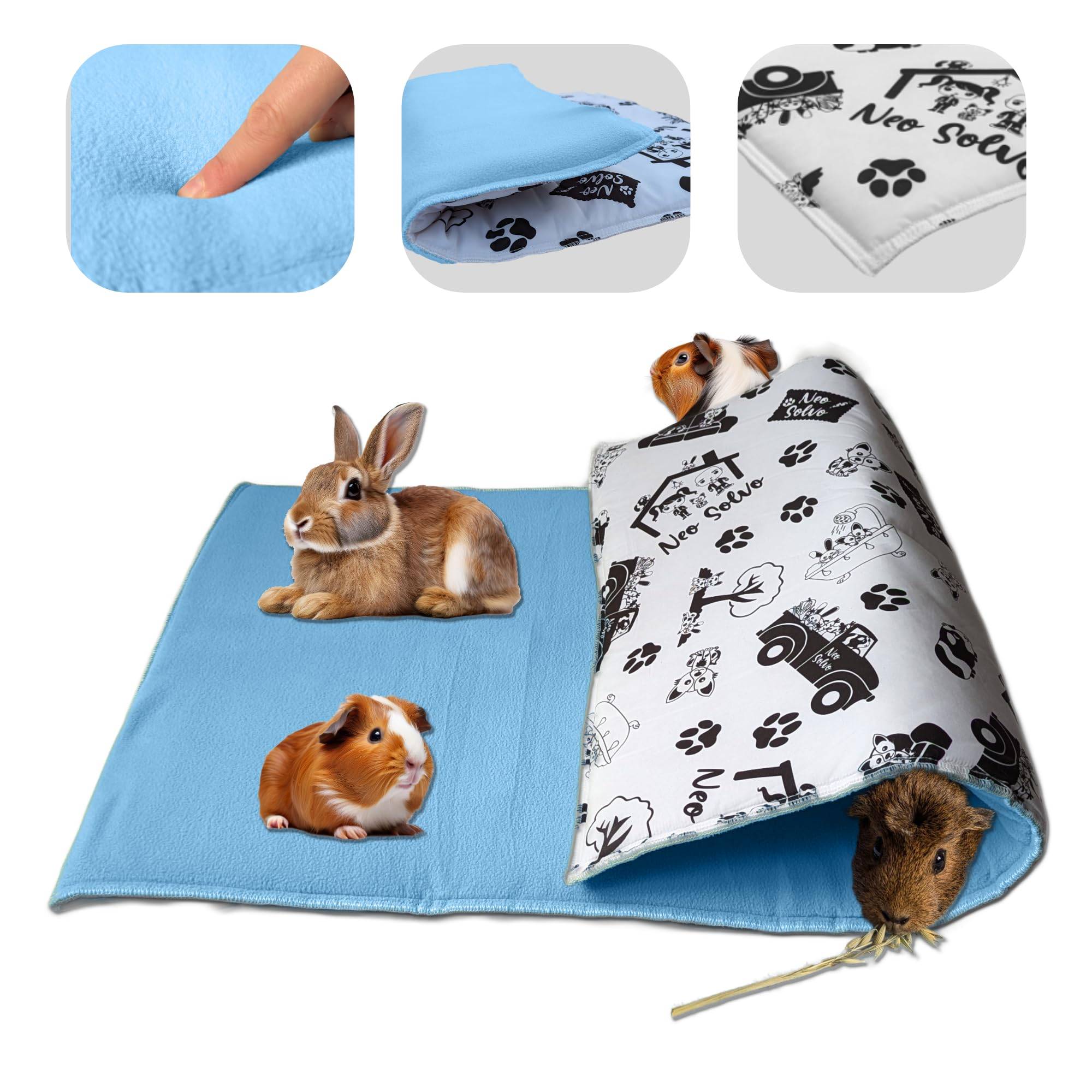 Tapis pour Cochon d'inde et Lapin en Polaire - 120 x 60 cm - Polaire Absorbant, Lavable en Machine, Economique et Ecologique - Neo Solvo - Image 1
