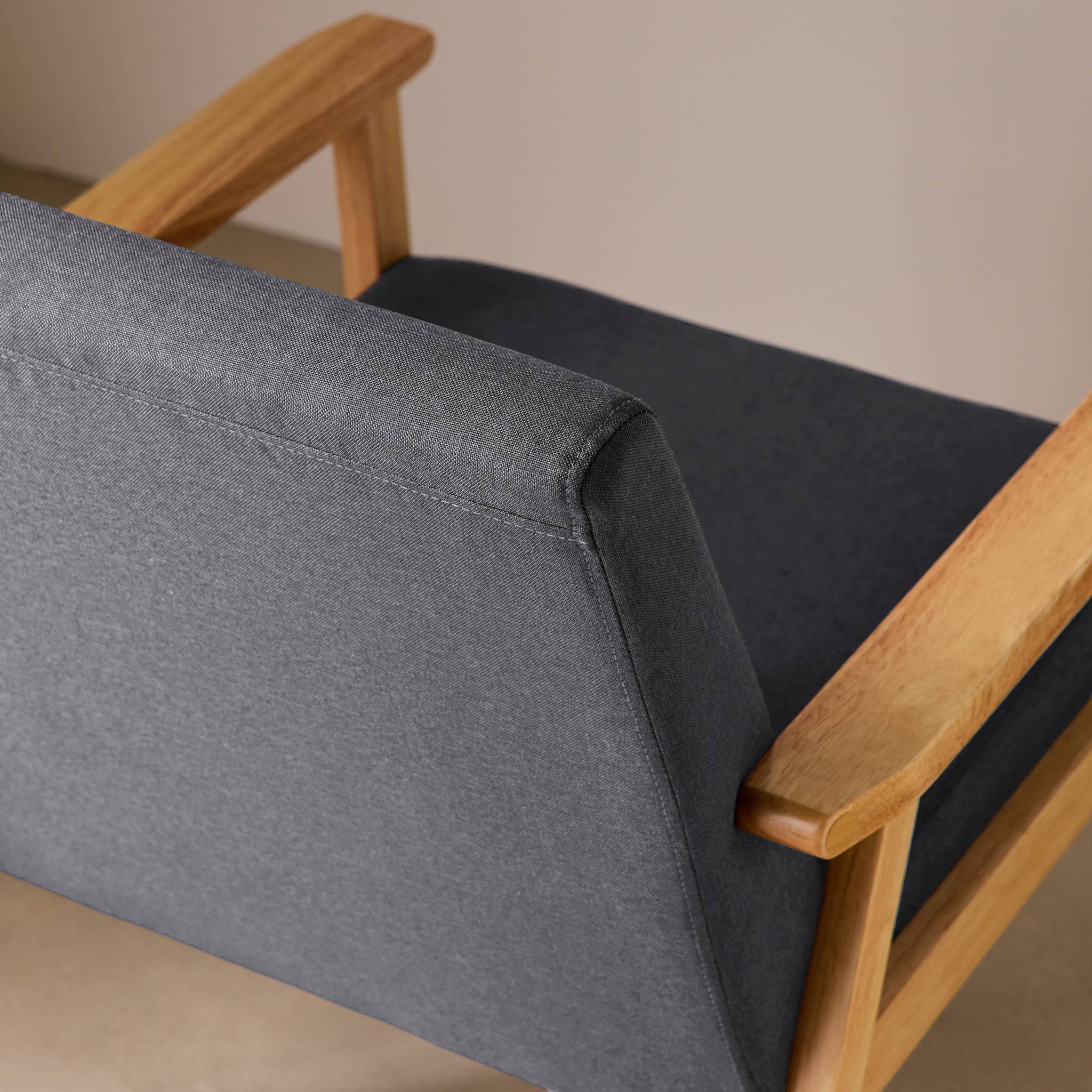 sweeek - Fauteuil scandinave en bois et tissu gris foncé. Isak. L 64 x P 69.5 x H 73cm | sweeek - Image 6