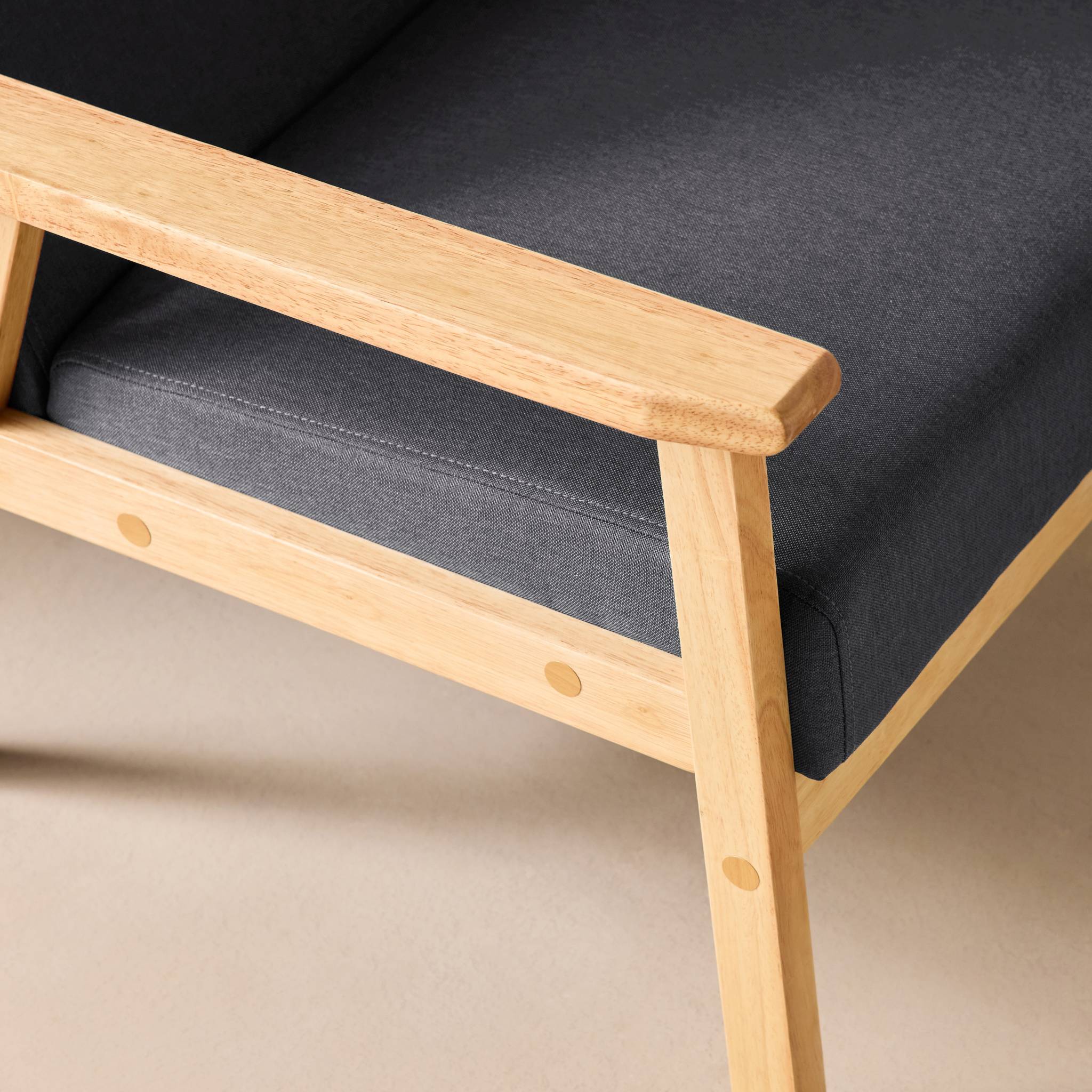 sweeek - Fauteuil scandinave en bois et tissu gris foncé. Isak. L 64 x P 69.5 x H 73cm | sweeek - Image 5
