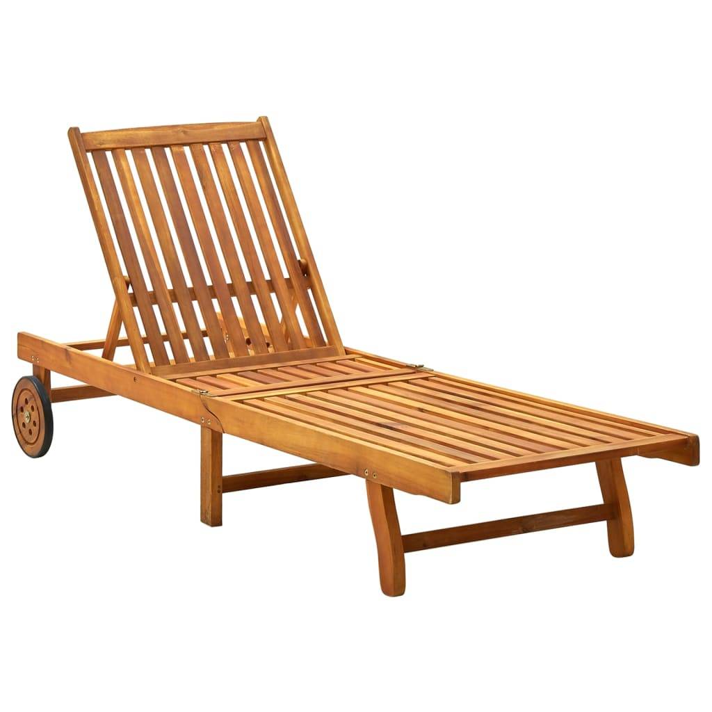 Vidaxl - Chaise longue de jardin avec coussin Bois d'acacia solide vidaXL 3061344 - Imagen 2