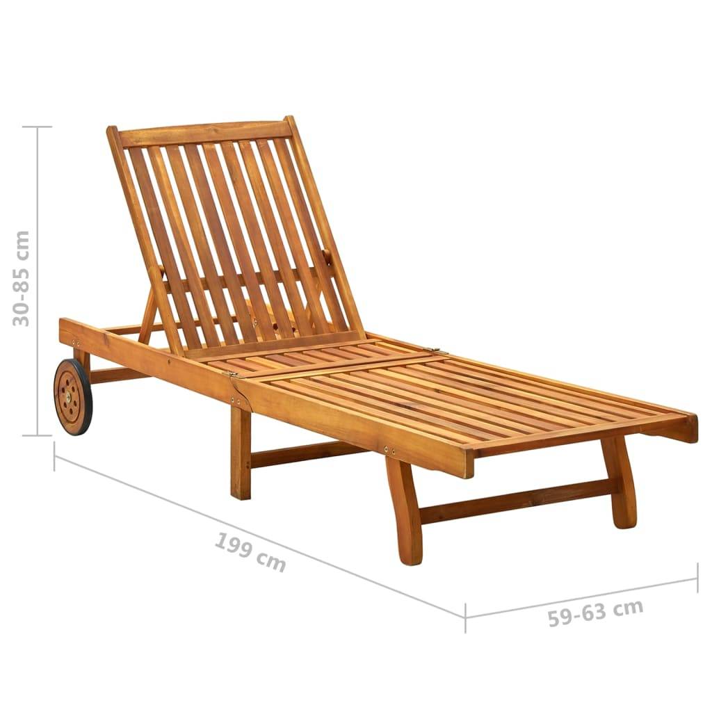 Vidaxl - Chaise longue de jardin avec coussin Bois d'acacia solide vidaXL 3061344 - Imagen 3