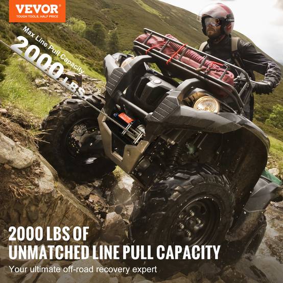VEVOR Treuil électrique pour VTT/UTV câble en acier 907 kg télécommande étanche - Image 2