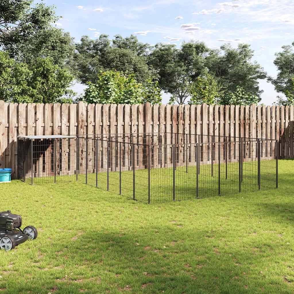 Vidaxl - Chenil Noir 15,73 m² Acier vidaXL 3082227 - Imagen 1