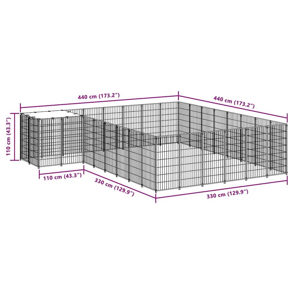Vidaxl - Chenil Noir 15,73 m² Acier vidaXL 3082227 - Imagen 3