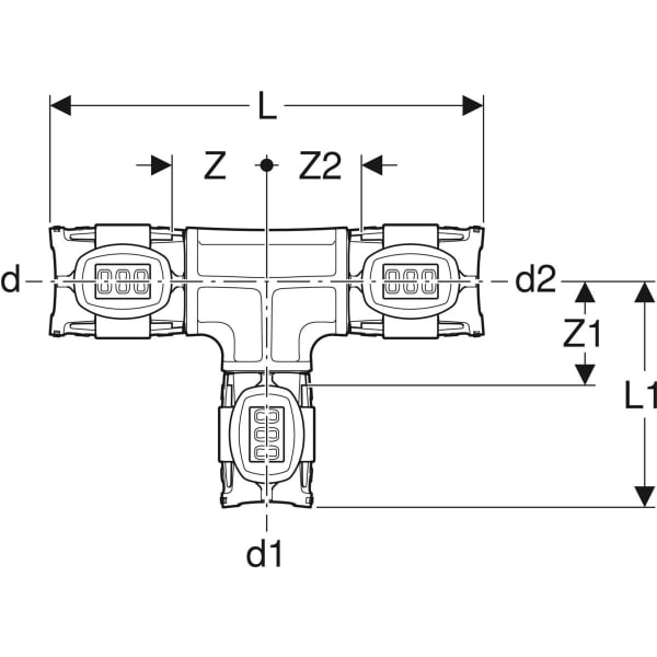 Té réduit GEBERIT Flowfit PPSU - Ø20 x Ø16 x Ø20 - 620.111.00.1 - Image 5