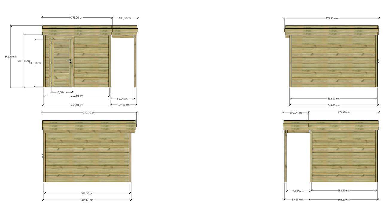 ABRI DE JARDIN bois  autoclave 27mm - 3,64x3,44m / 13m2 - Bac acier - Abri Français - Image 4