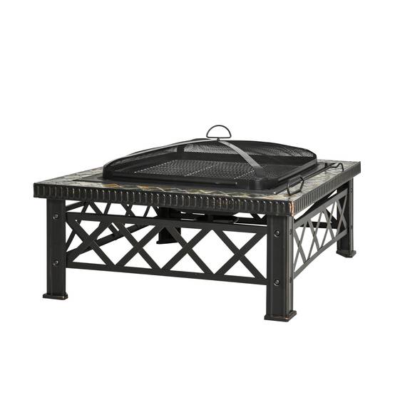 Table Braséro Barbecue 3en1 Acier Ardoise Jardin Terrasse 76cm - ComfortXL Outdoor Living - Image 2