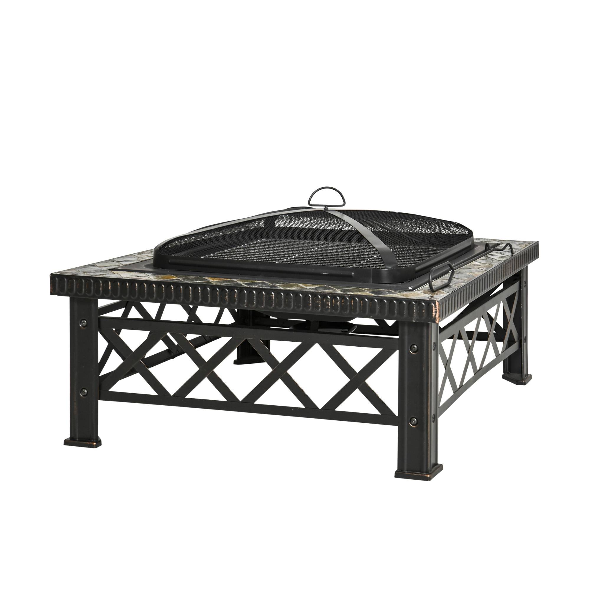 Table Braséro Barbecue 3en1 Acier Ardoise Jardin Terrasse 76cm - ComfortXL Outdoor Living - Image 2