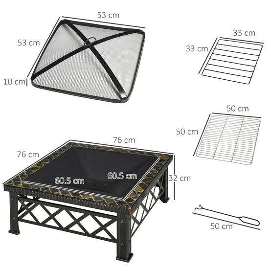 Table Braséro Barbecue 3en1 Acier Ardoise Jardin Terrasse 76cm - ComfortXL Outdoor Living - Image 3