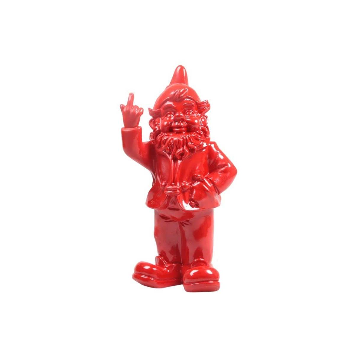 Stoobz - Nain de jardin en résine doigt d'honneur 7 x 8 x 20 cm Rouge