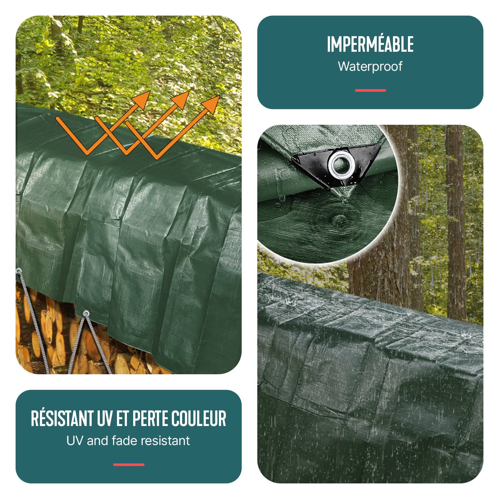 Bâche Protection Bois De Chauffage 1,5 × 6 M – Polyéthylène 240 G/m² Ultra Résistante, Imperméable, Anti-UV