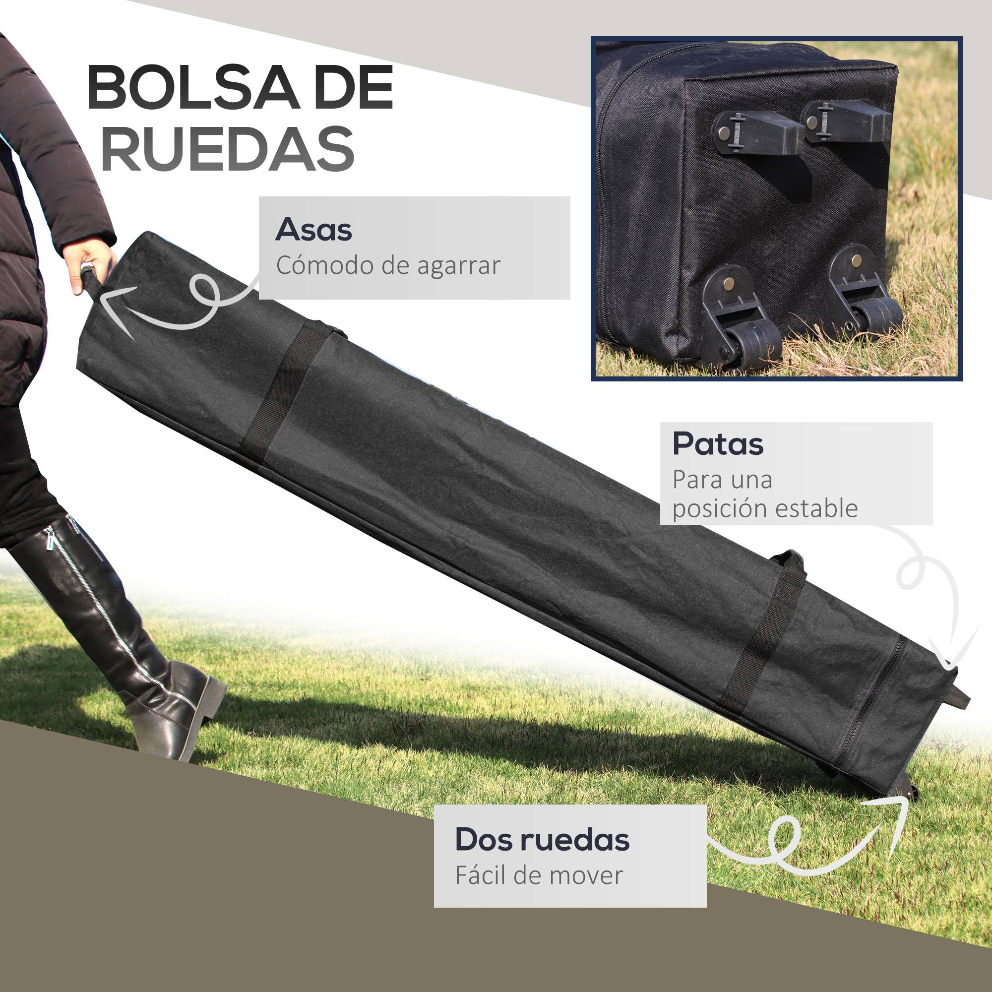 Tente pliante pop-up à hauteur réglable, protection UV50+, double toit et moustiquaires, 4 x 4 x 2,8 m, gris clair - Image 6