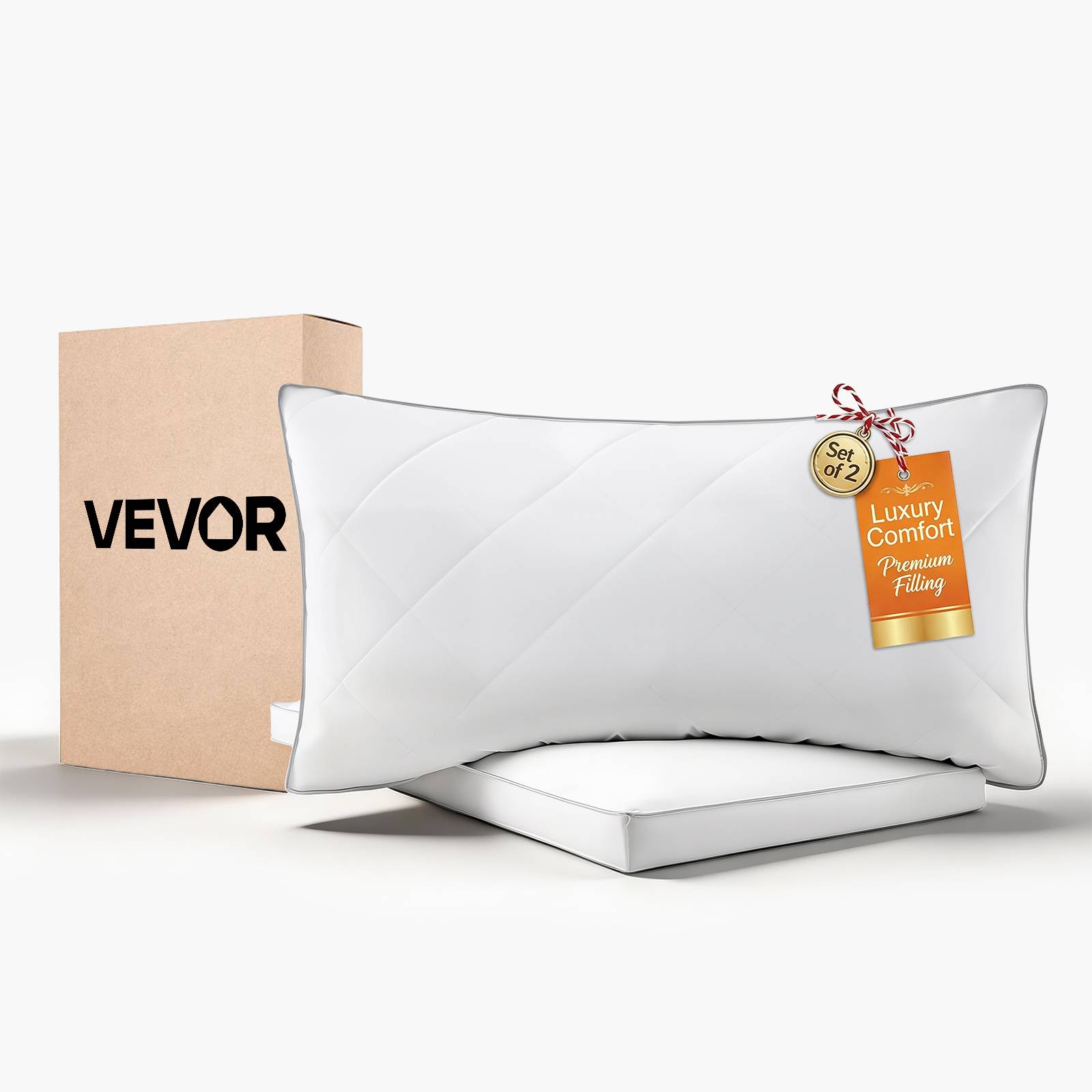 VEVOR Oreillers en Duvet Plume d'Oie et Fibre Synthétique Lot de 2 76 x 50 cm - Image 1