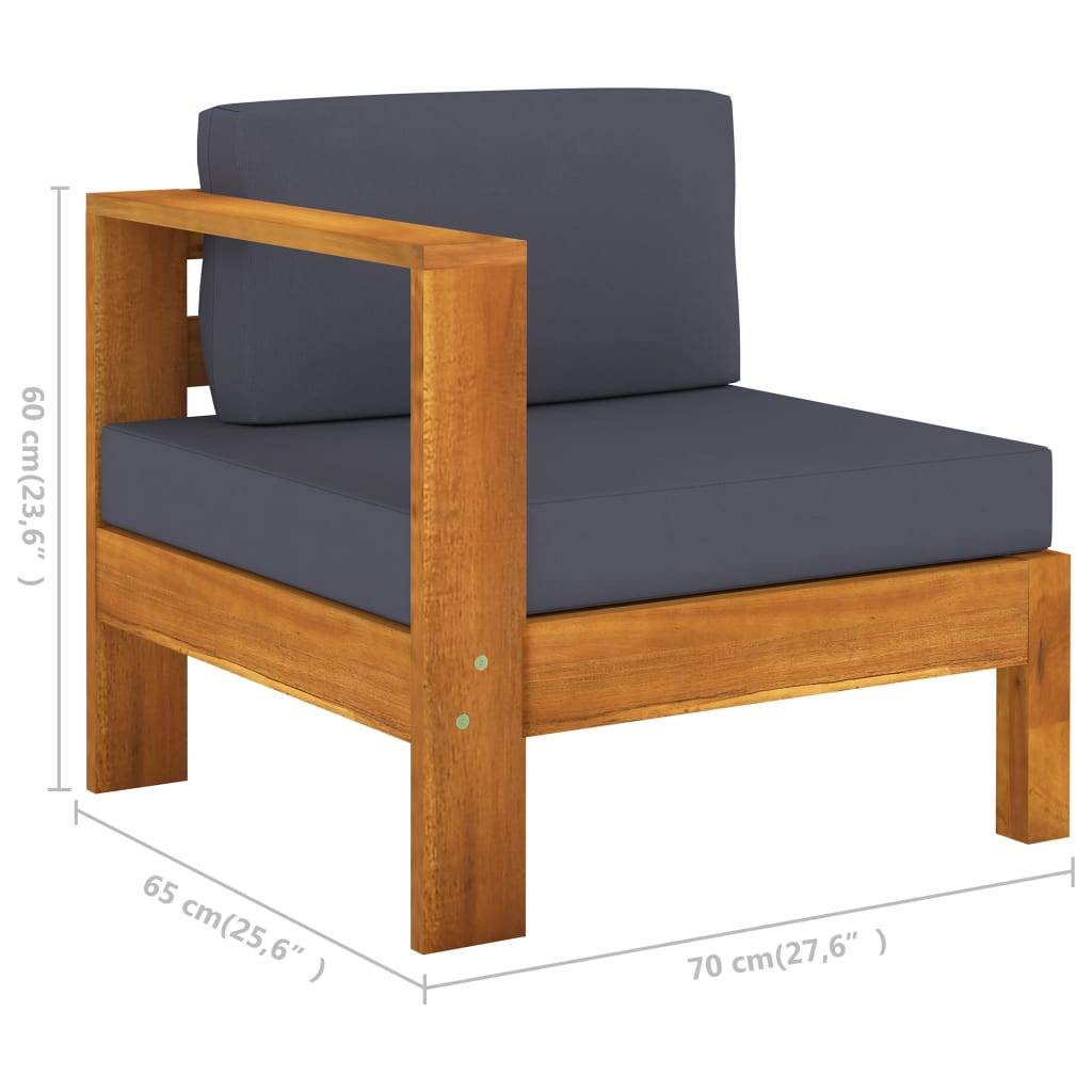 Helloshop26 - Salon de jardin meuble d'extérieur ensemble de mobilier 8 pièces avec coussins gris foncé bois d'acacia - Imagen 8