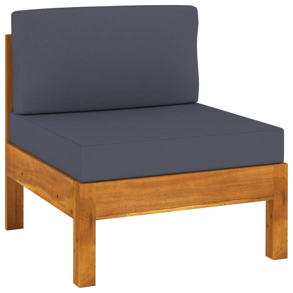 Helloshop26 - Salon de jardin meuble d'extérieur ensemble de mobilier 8 pièces avec coussins gris foncé bois d'acacia - Imagen 2