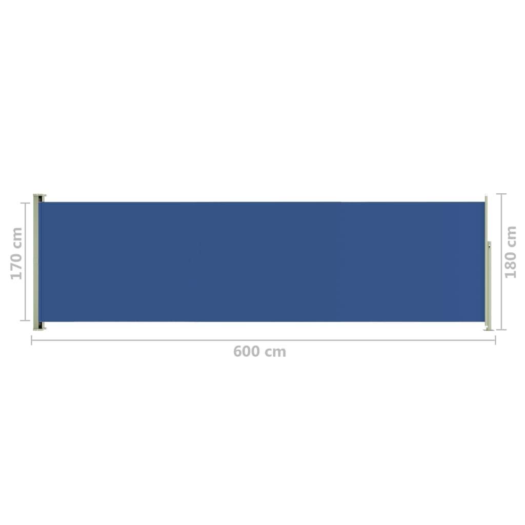 Helloshop26 - Auvent paravent store brise-vue latéral rétractable de patio jardin terrasse balcon protection visuelle écran 180 x 600 cm bleu - Imagen 6