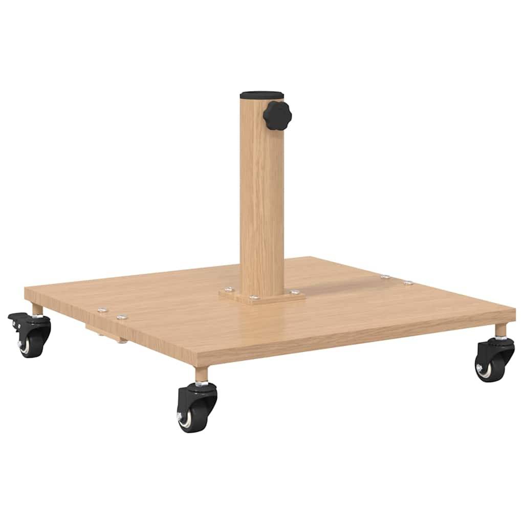 Base de parasol carrée design moderne extérieur 45 x 45 x 31 cm en acier bois clair - Image 1