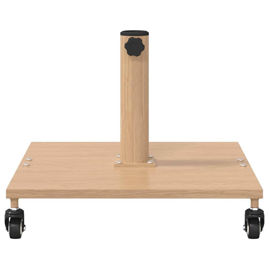 Base de parasol carrée design moderne extérieur 45 x 45 x 31 cm en acier bois clair - Image 2