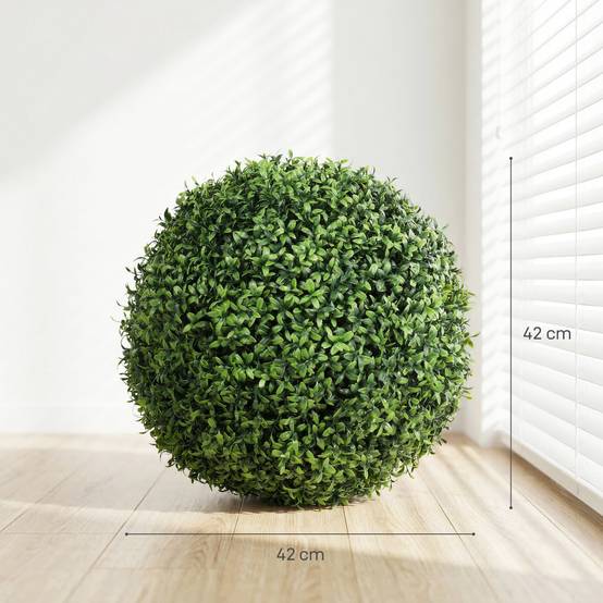 Sans Marque - Lot 2 boules buis artificiel pot UV 42 cm décoration intérieur extérieur - Image 5