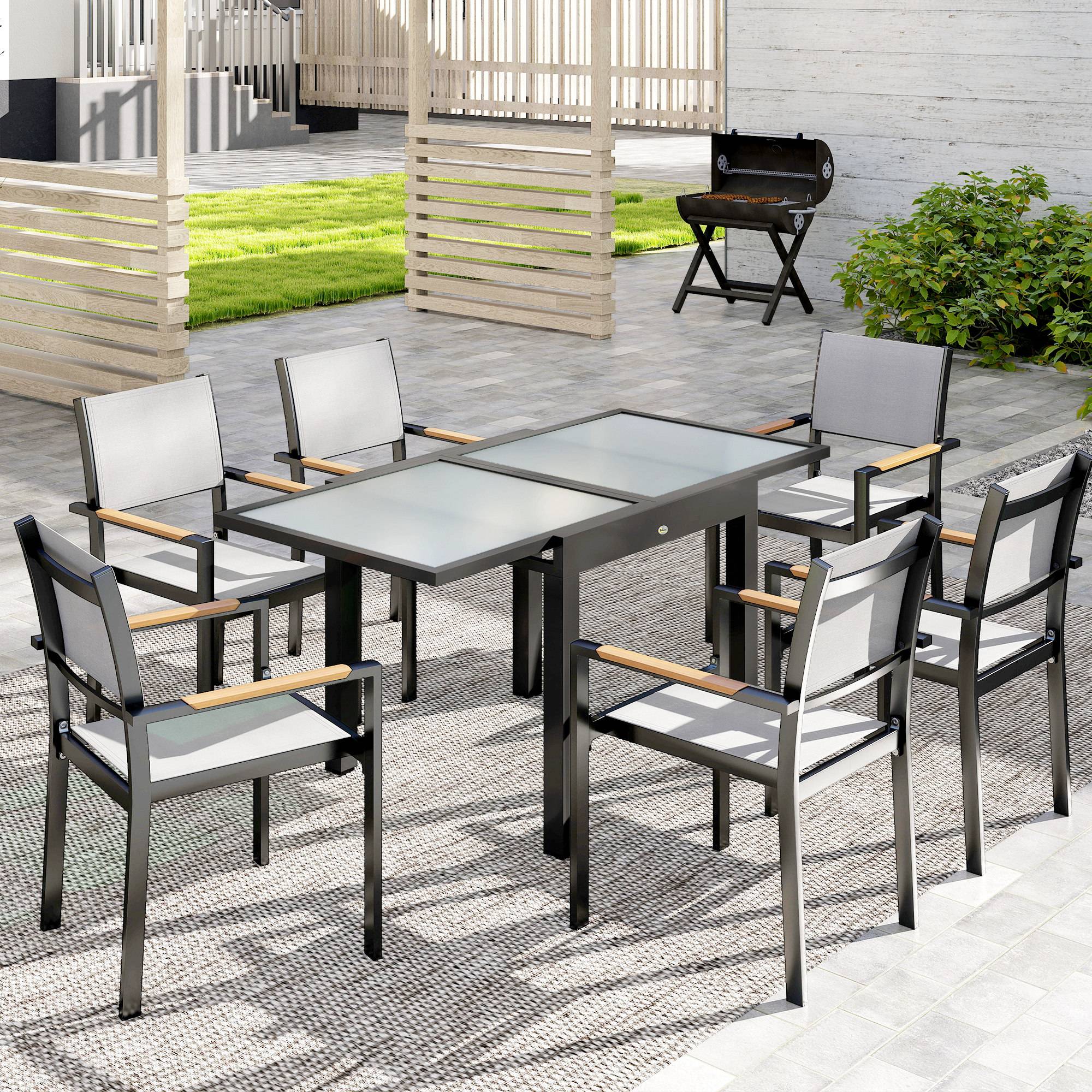 Table Extensible de Jardin Grande Taille dim. dépliées 160 x 80 x 75 cm Aluminium Plateau Verre trempé transparent - Image 4