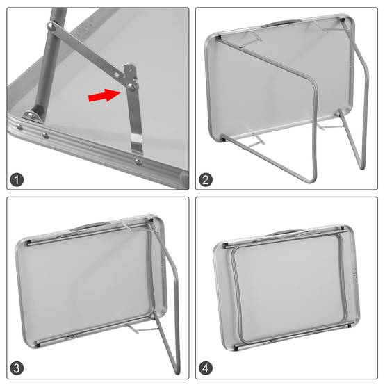ComfortXL - Table Pliante Camping MDF Aluminium Extérieur Pique-Nique Portable 70x50cm Chêne - ComfortXL Outdoor Living - Image 2