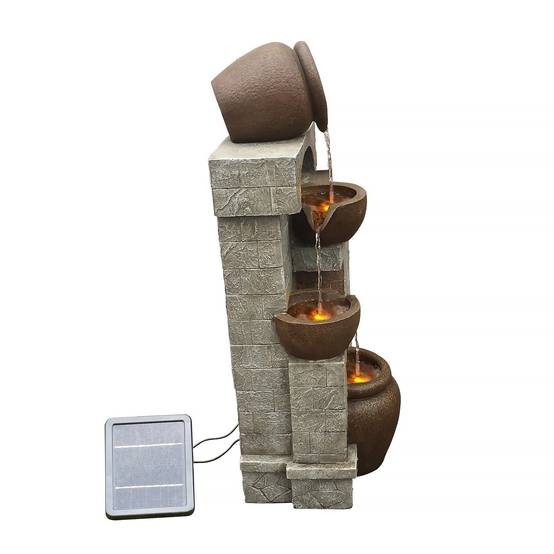 0 - Fontaine solaire LED en polyrésine, marron Teamson Home - Image 6