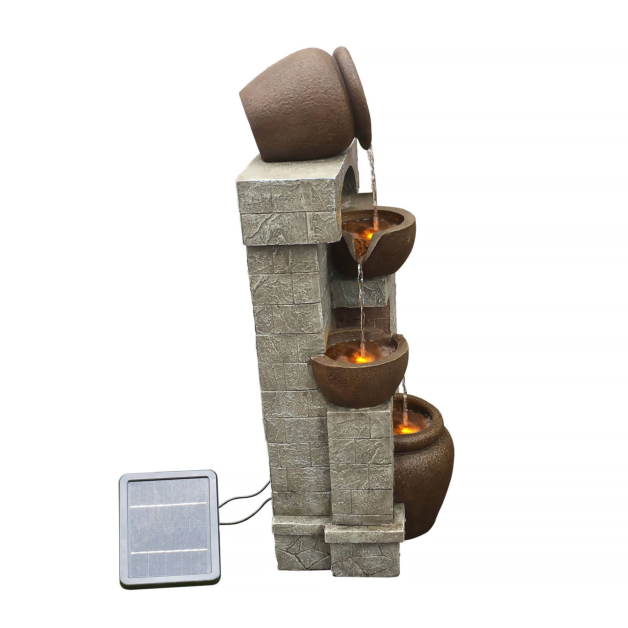 0 - Fontaine solaire LED en polyrésine, marron Teamson Home - Image 6