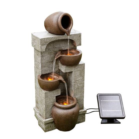 0 - Fontaine solaire LED en polyrésine, marron Teamson Home - Image 7