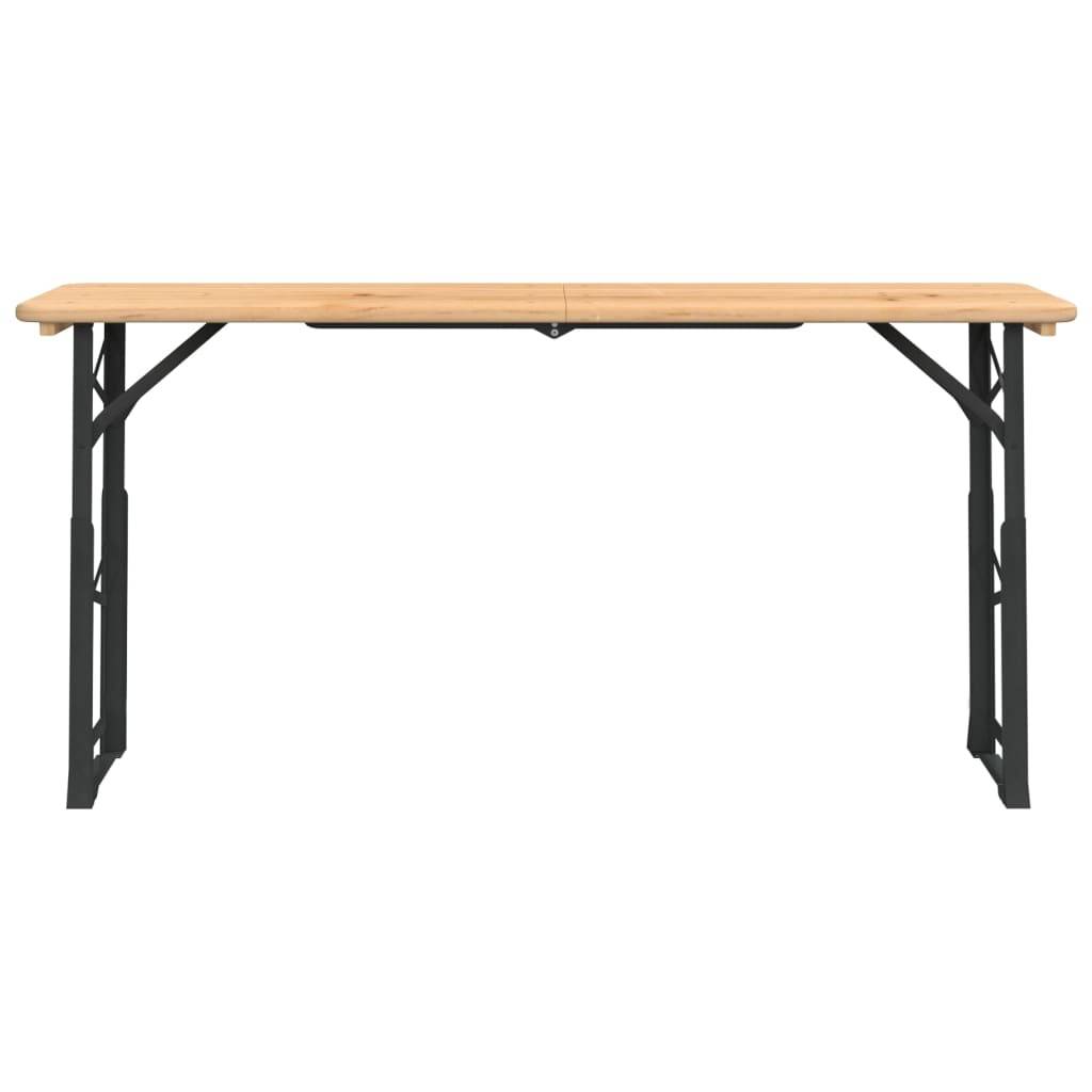 Table à bière pliante bois de sapin vert foncé 170 x 50 x 75/105 cm - PANGIVO - Image 3