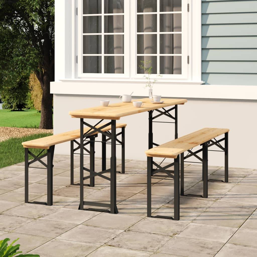 Table à bière pliante bois de sapin vert foncé 170 x 50 x 75/105 cm - PANGIVO