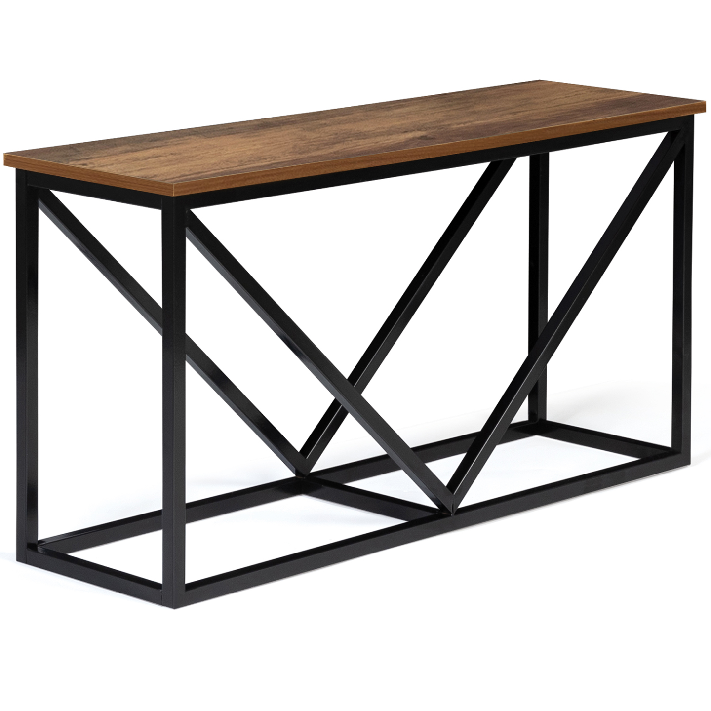 Range bûches horizontal HAWKINS acier noir plateau bois foncé pour cheminée - Image 4