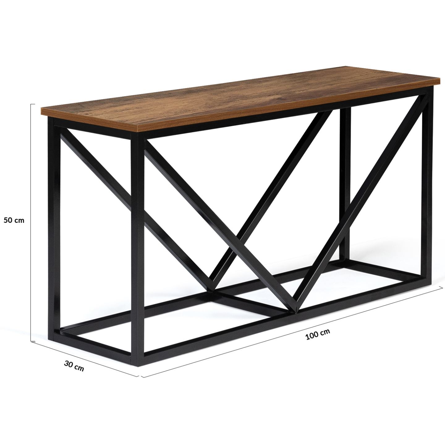 Range bûches horizontal HAWKINS acier noir plateau bois foncé pour cheminée - Image 5