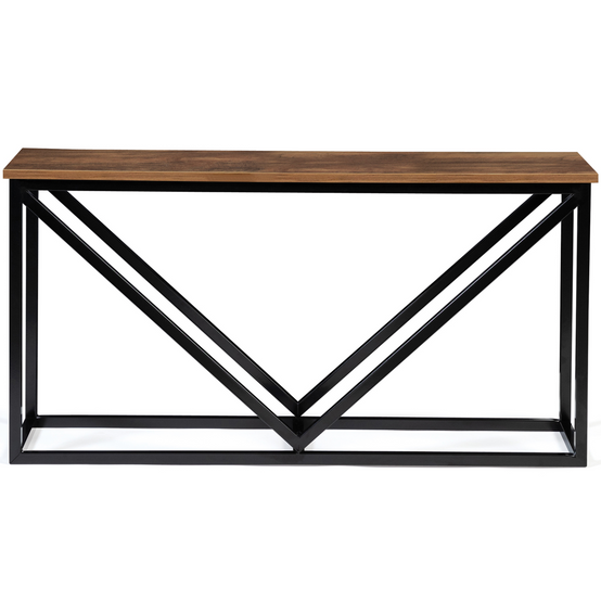 Range bûches horizontal HAWKINS acier noir plateau bois foncé pour cheminée - Image 3