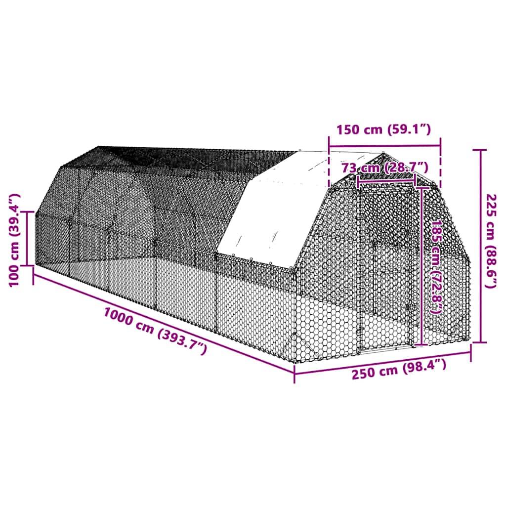 Poulailler acier argent  2,5 x 10 x 2,25 m  - Prolenta premium p3377.9 - Image 8
