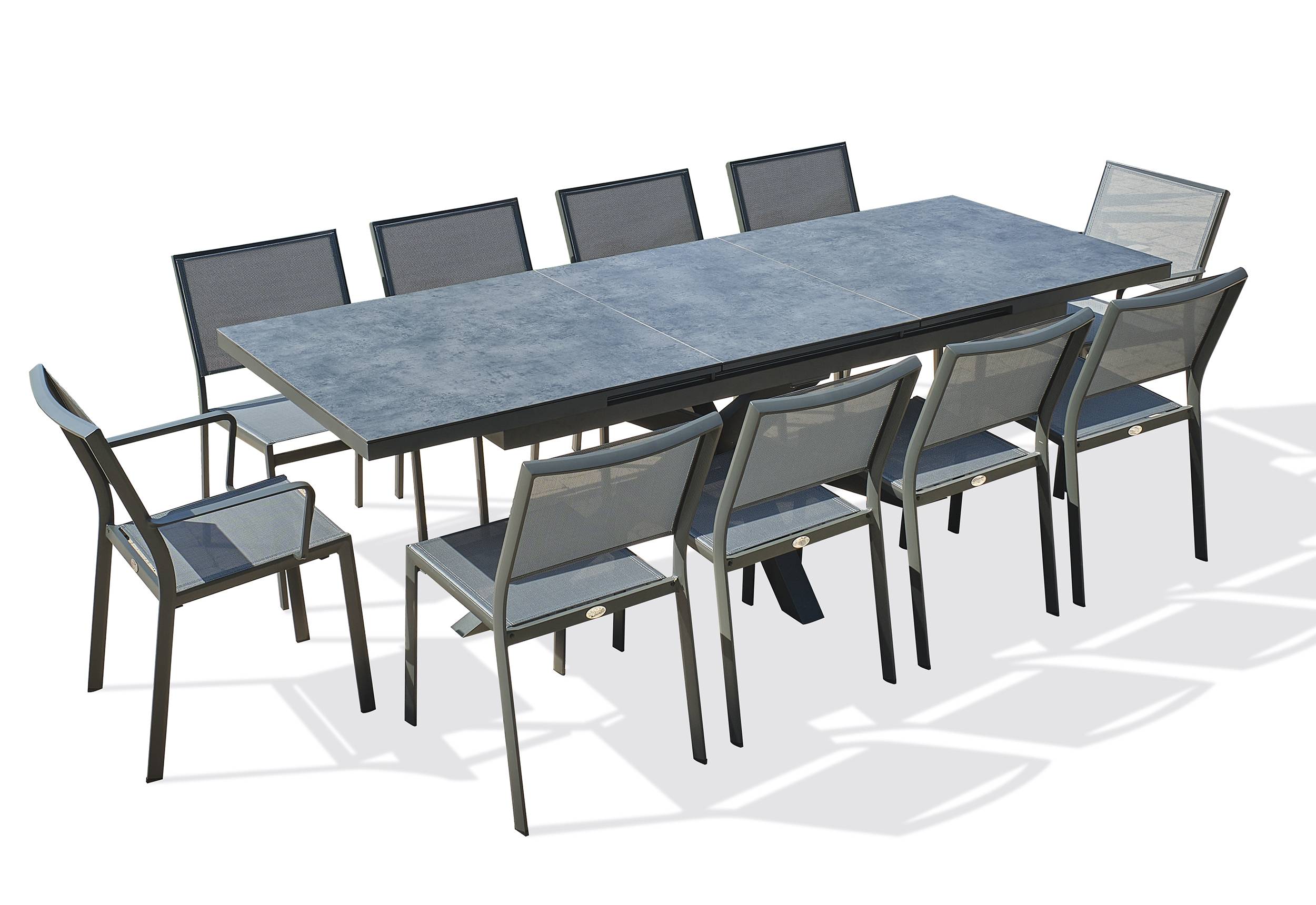Dcb Garden - Ensemble repas CAICOS 6 places en aluminium plateau HPL - DCB GARDEN - Imagen 5