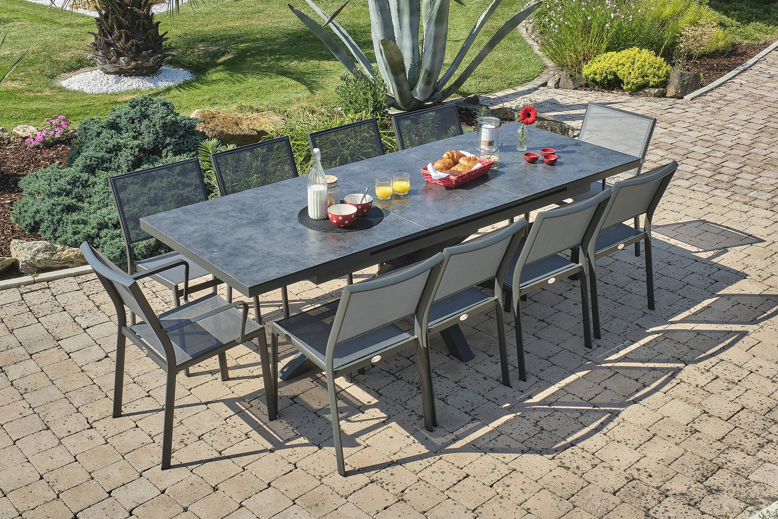 Dcb Garden - Ensemble repas CAICOS 6 places en aluminium plateau HPL - DCB GARDEN - Imagen 1