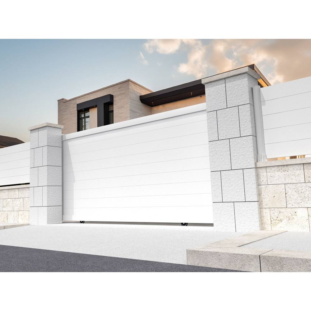Portail coulissant plein RUUMI 4000x1843mm (Blanc) - Alia Productions