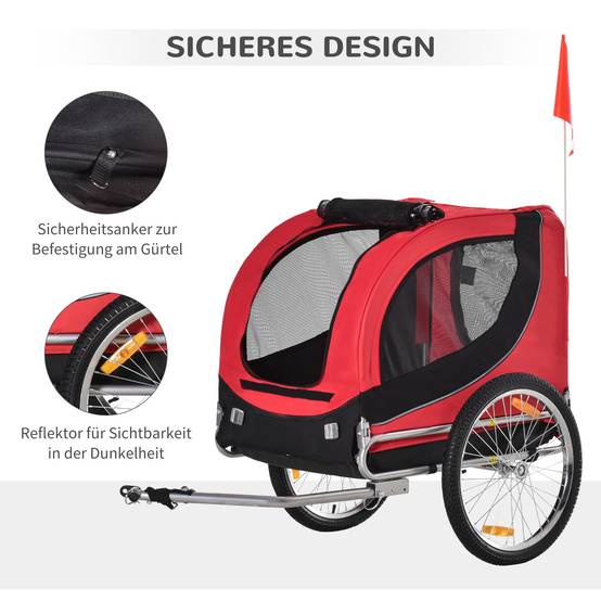 Remorque vélo chien attelage universel acier rouge+noir - Image 10