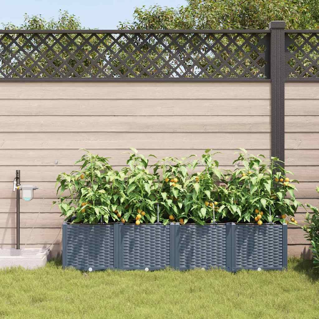 Cache-pot de jardin 4 pcs | Bac à fleurs Gris Clair Acier - Image 3
