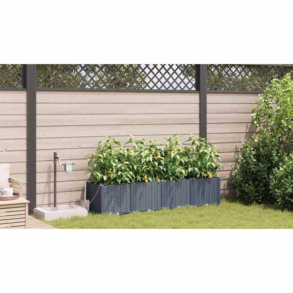 Cache-pot de jardin 4 pcs | Bac à fleurs Gris Clair Acier - Image 4