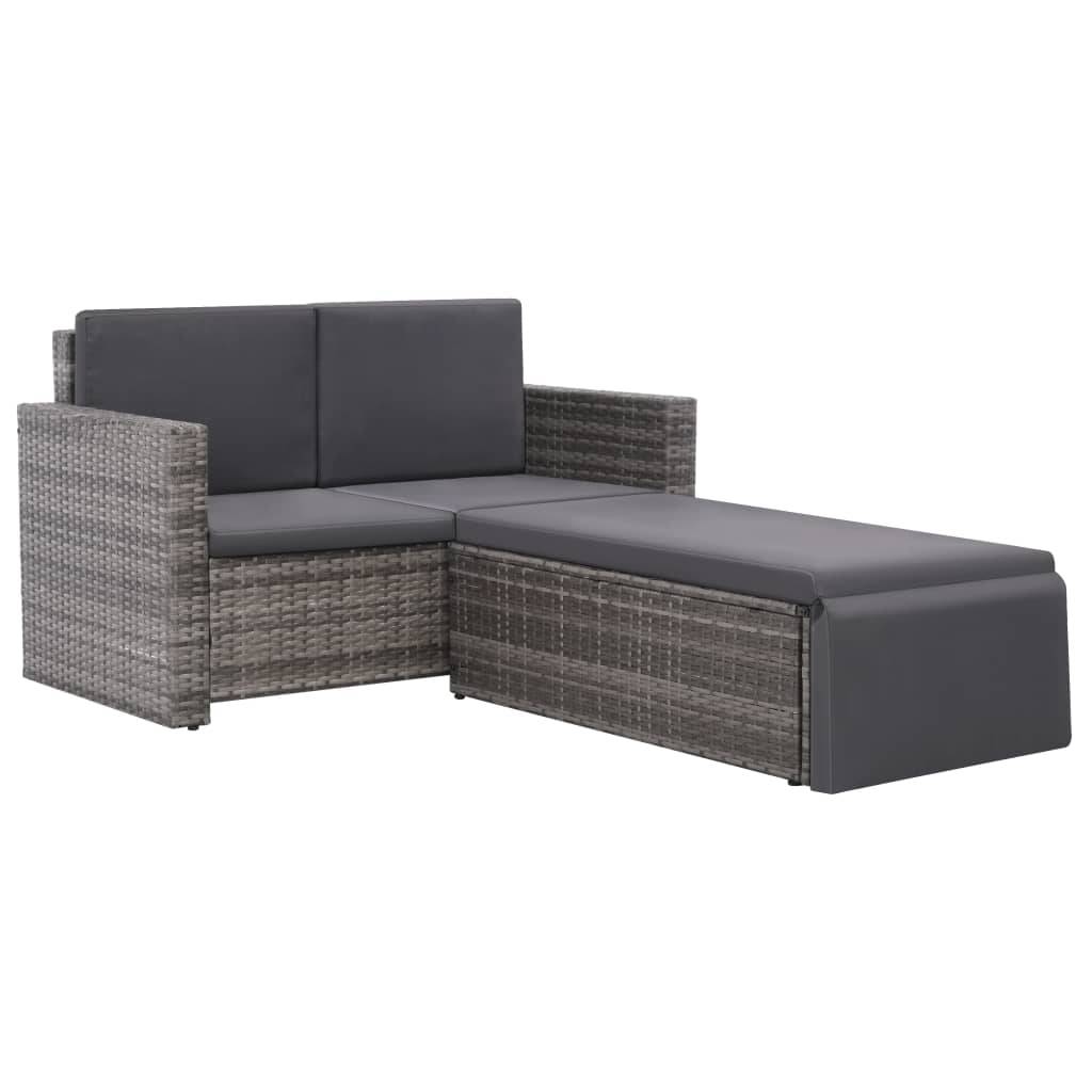 Vidaxl - Salon de jardin 2 pcs avec coussins Résine tressée Gris vidaXL 44422 - Imagen 2