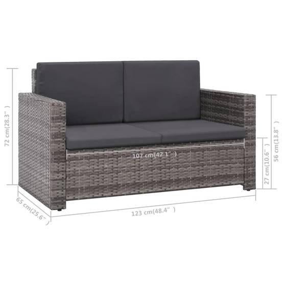 Vidaxl - Salon de jardin 2 pcs avec coussins Résine tressée Gris vidaXL 44422 - Imagen 3